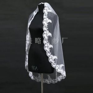 Beautiful elbow length veil lace edges